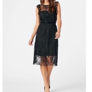 NWT- Black Lace Semi- Sheer Lined Midi Dress